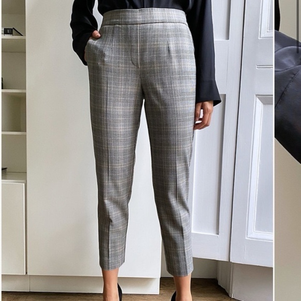 Aritzia Babaton Women Conan Ankle Office Trouser Pant Gray Plaid 0
